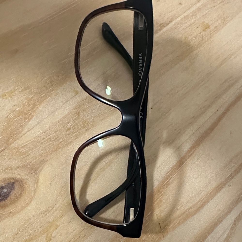 Versace Black and Brown Frame Glasses